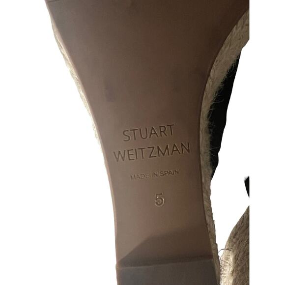 Stuart Weitzman Women’s Marabella Wedge Sandal SZ 5 Black Suede Espadrille Spain - Picture 10 of 10